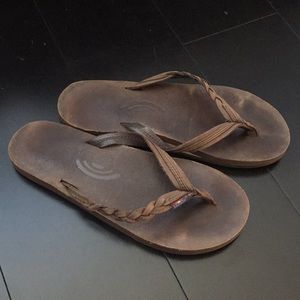 Brown braid Rainbow Sandals